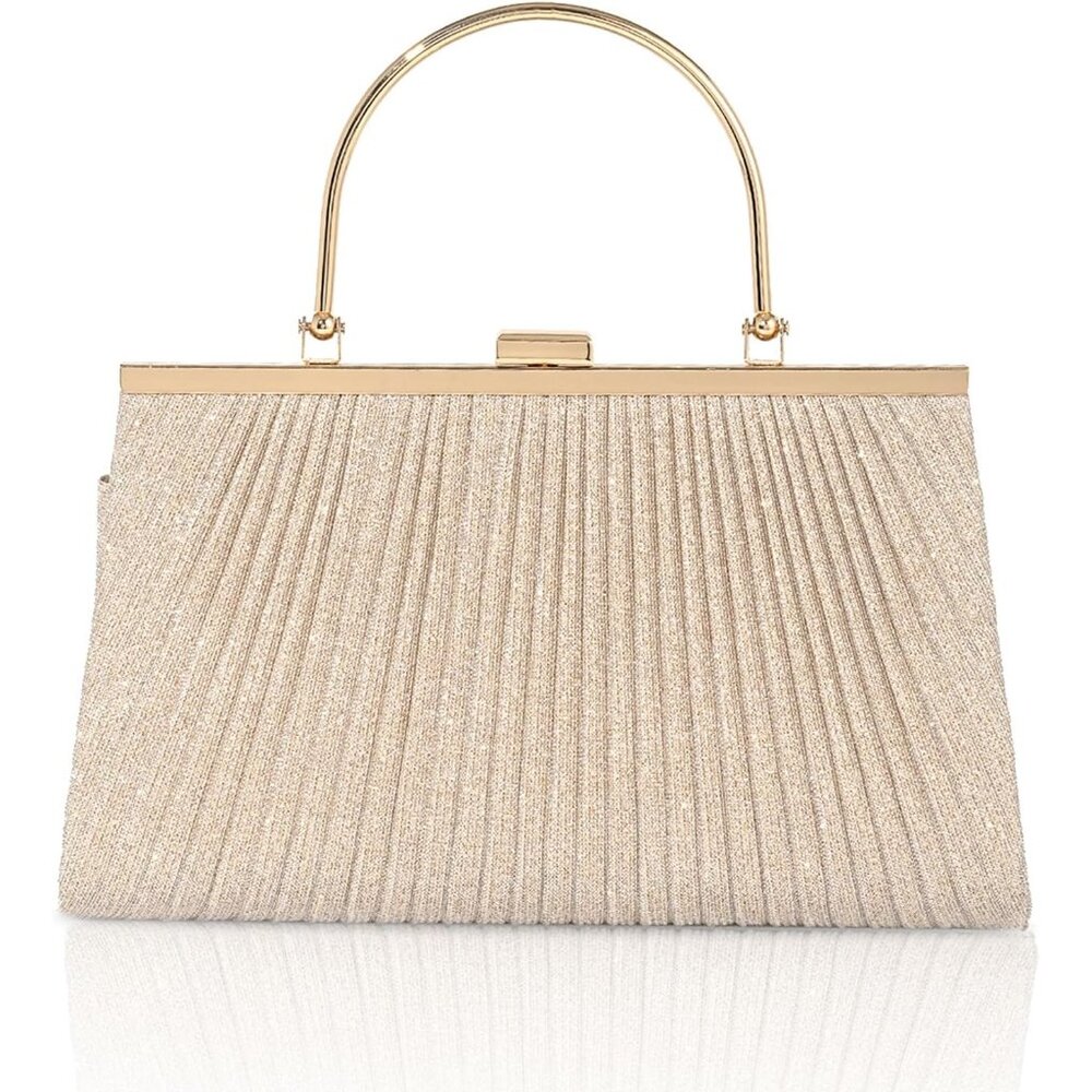 Women's Cream Shoulder Evening Chain Strap Sparkly Fashionable Clutch Bag